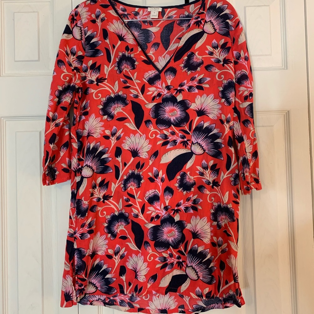 Red Floral J.Crew Cover Up/Top
